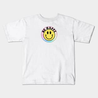 Pastel Tie Dye Be Happy Kids T-Shirt